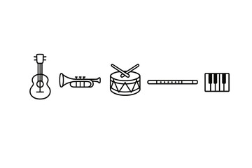 A collection of minimalist musical instrument icons featuring a © icon_art