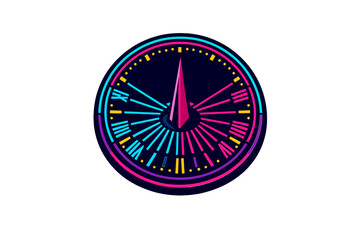Obraz premium A vibrant vector illustration of a stylized sundial featuring neon
