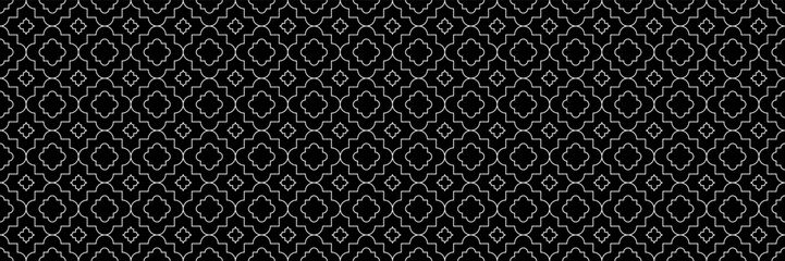 Obraz premium horizontal seamless black and white geometric shapes design for pattern and background.