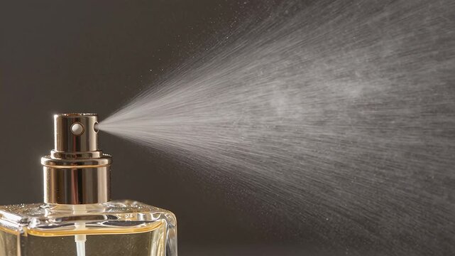 Close-Up of a Perfume Bottle Spraying Fragrance