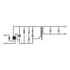 Fototapeta premium A simple electronic circuit diagram with basic components, isolated on a white background.