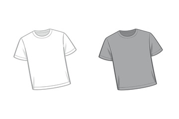Naklejka premium A vector illustration featuring two blank short-sleeved t-shirt