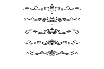 Obraz premium Set of five decorative calligraphic dividers and flourishes in a