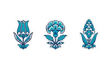 A set of three traditional Ottoman floral motifs featuring a tulip © icon_art