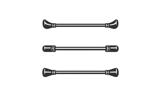 Three different styles of baton twirling batons shown as black vector