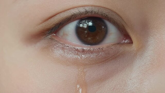 Close-Up of Tearful Eye Highlighting Emotion and Vulnerability