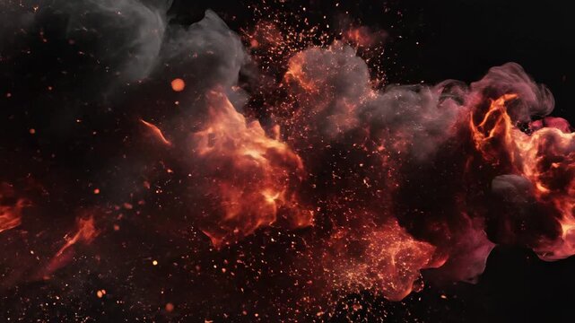 Video of Abstract Fire and Smoke Fusion showcasing swirling black haze and luminous flame interaction for modern digital art backdrops and edgy promotional visuals.