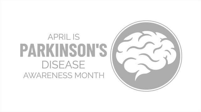 Animation of Parkinson&rsquo;s disease awareness and neurological health education month. Clean brain and head with grey ribbon animation. Healthcare motion 4k video animated design.