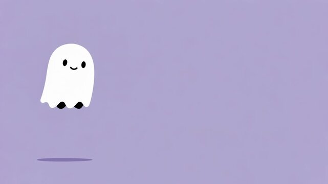 Little cute ghost floating in air. Cartoon character showing levitation movement. Animation sequence of happy paranormal spirit for children funny design concept.