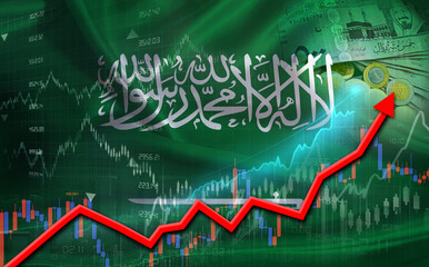 Obraz premium Saudi Arabia economic growth on financial graph. Saudi Arabia financial growth on market graph