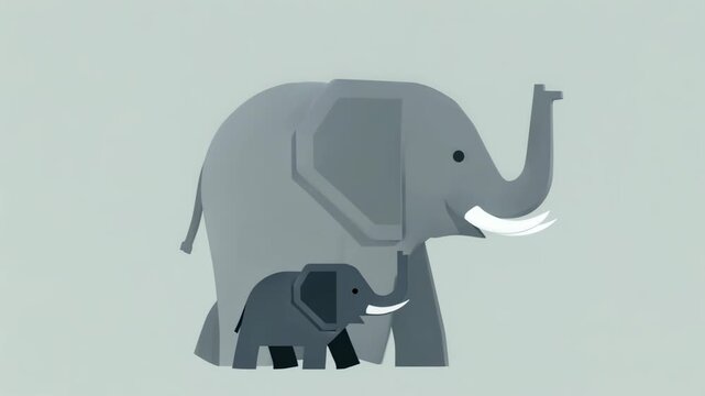 Small elephant walking in animated sequence. Vector illustration of cute animal growing up. Cartoon mammal character design for children education and fun concept.