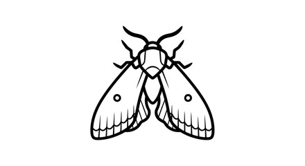 Simple black and white illustration of a moth with distinctive wing markings