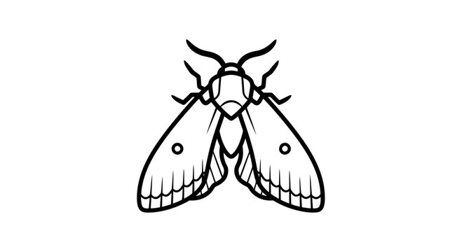 Simple black and white illustration of a moth with distinctive wing markings