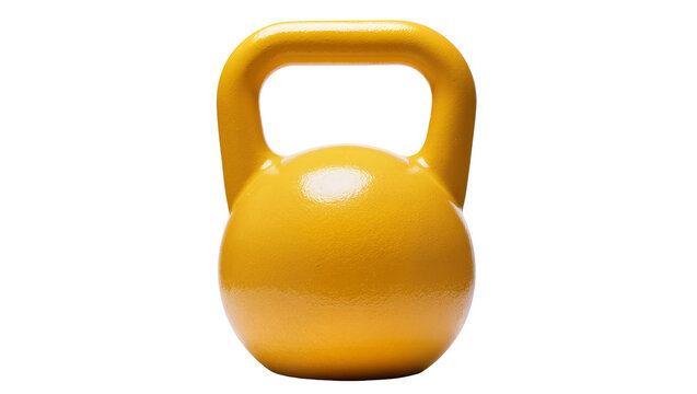 Isolated vibrant yellow kettlebell for effective weightlifting and intense functional strength training exercise