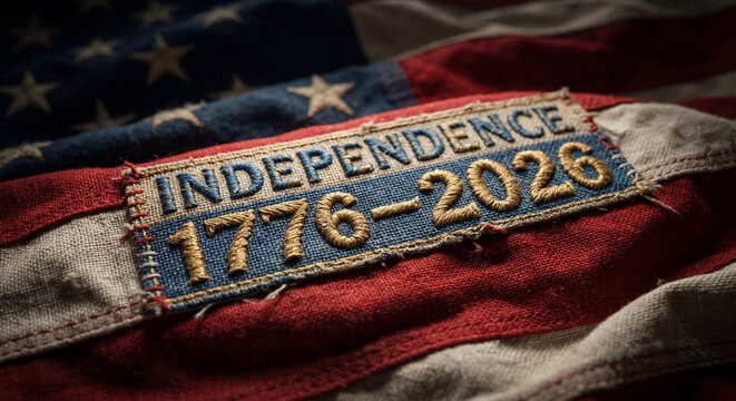 USA 250 independence 1776 2026 embroidered on American flag