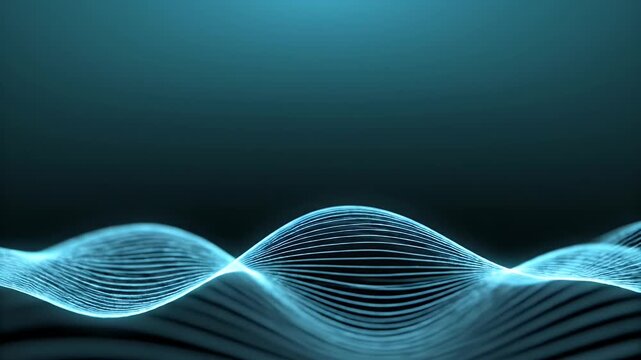 Abstract glowing blue wave pattern with dark background