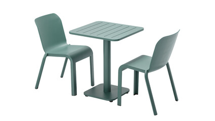 Fototapeta premium Isolated minimalist outdoor dining table and two matching chairs set, modern design