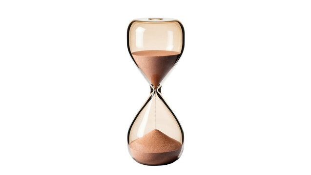 Isolated hourglass with flowing sand measuring time, accurate timer, abstract concept, deadline