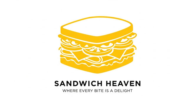 Delicious stacked sandwich logo design with text.