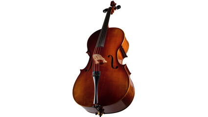 Isolated classic wooden cello musical instrument with elegant design and rich warm brown finish © Maria