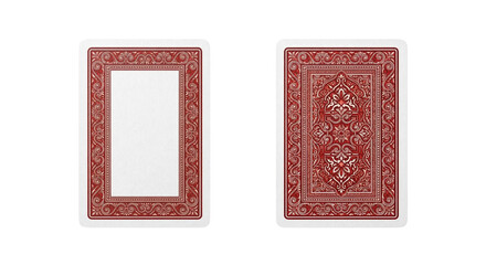 Red ornate playing card backs on transparent background © shuphanida