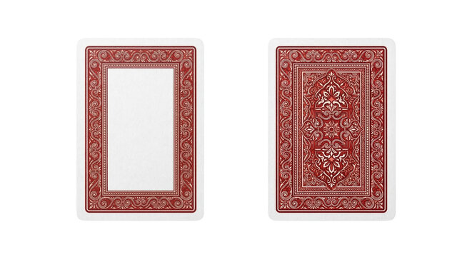 Red ornate playing card backs on transparent background