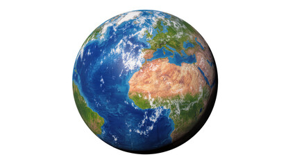 Isolated 3D render of planet Earth showing Europe, Africa, and Atlantic Ocean, global view © Maria
