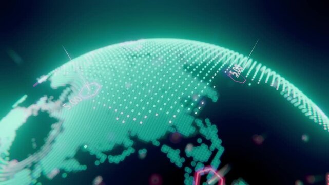 Blue digital earth globe in space with global network and technology concept