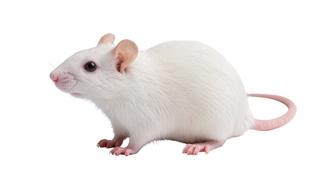 Isolated healthy white albino laboratory rat, a common small rodent used for scientific studies