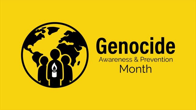 Video animation created to  Genocide Awareness and Prevention Month .Genocide awareness concept with global unity symbol and social justice theme.