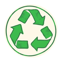 Obraz premium A green recycling symbol on a white background