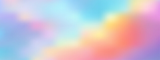 Dreamy pastel rainbow background with soft gradient colors. Magical unicorn-themed backdrop featuring gentle clouds and ethereal light effects for fantasy designs. © Narin