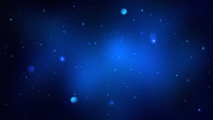 Deep blue starry night sky, cosmic nebula background, abstract space, shimmering stars © Sadiya Digital