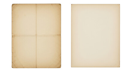 Fototapeta premium Two sheets of old vintage paper with a textured surface and worn edges for various design projects