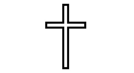 Simple Christian cross vector, clean lines, transparent background, minimalist style