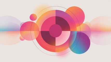 Obraz premium Abstract geometric design with overlapping vibrant circular shapes and gradients