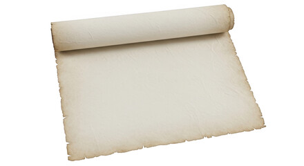 Fototapeta premium A vintage piece of aged parchment paper rolled at the top edge with a textured antique surface