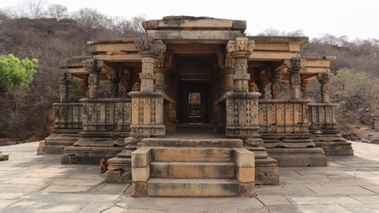 Fototapeta premium Ancient Ruin Lord Shiva Temple Near Bateshwar Group of Temples, Morena, Madhya Pradesh, India.