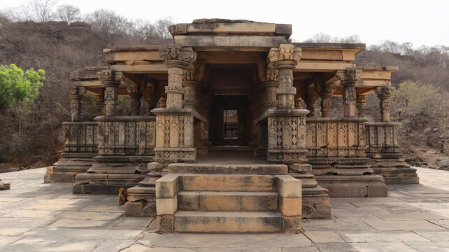 Ancient Ruin Lord Shiva Temple Near Bateshwar Group of Temples, Morena, Madhya Pradesh, India.
