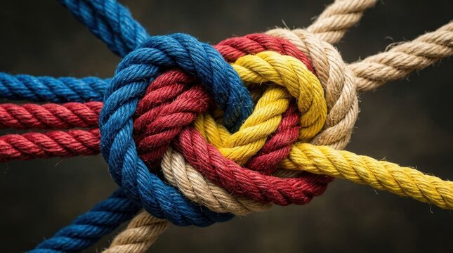 Colorful Knotted Ropes Symbolizing Connection