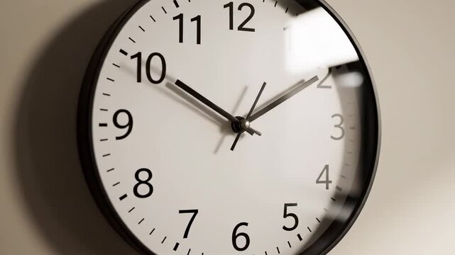 Video of Educational Time Passage Scene showcasing a simple wall clock and gradual motion for learning, discipline and routine concepts in modern media.