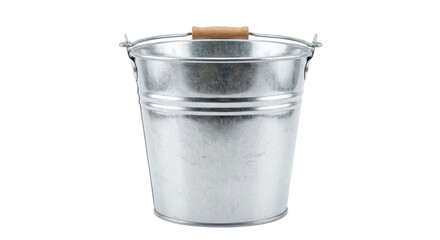 Galvanized metal bucket with wooden handle on transparent background © shuphanida