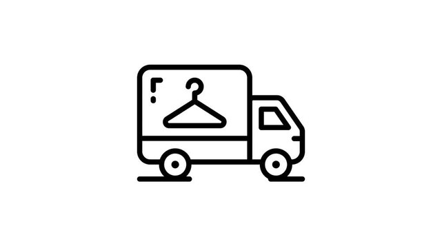Premium linear icon animation of delivery laundry van