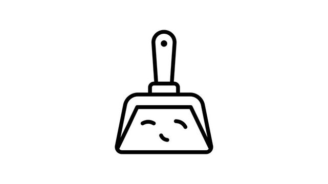 Trendy linear icon animation of basic cleaning dustpan