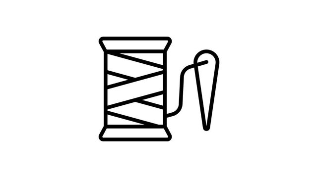 Sleek outline style icon animation of sewing thread spool