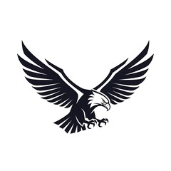 Fototapeta premium Eagle Silhouette Spreads Wings Vector Graphic Design