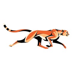 Obraz premium Cheetah Running Geometric Orange and Black Illustration
