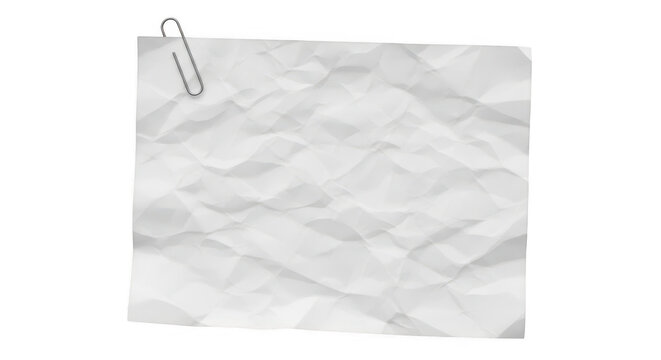 A single piece of white paper with heavy creases and a small black paperclip attached to the top