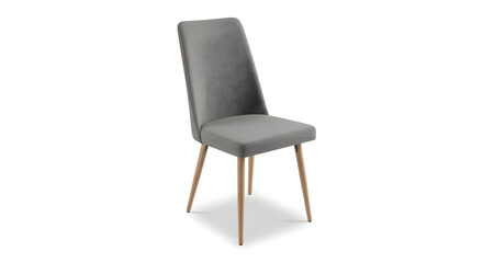 Modern grey dining chair with decorative textured back and slender metal legs with living room with white background with office chair with side chair with accent chair