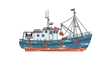 Obraz premium Fishing boat illustration on white background